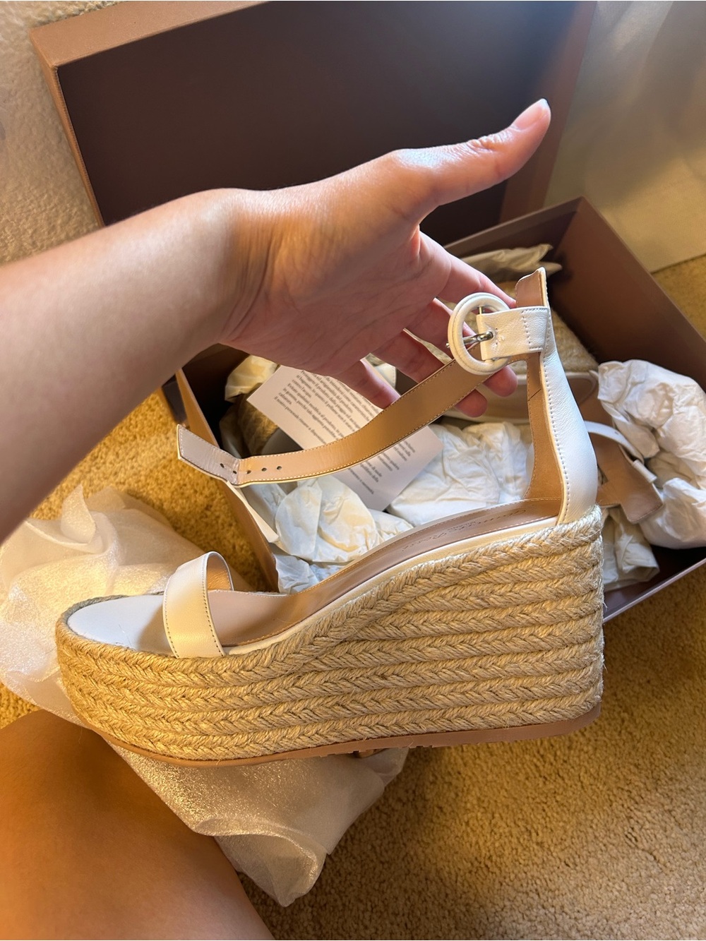 Gianvito Rossi White Espadrille Slingback Wedge Sandals Ankle-Strap